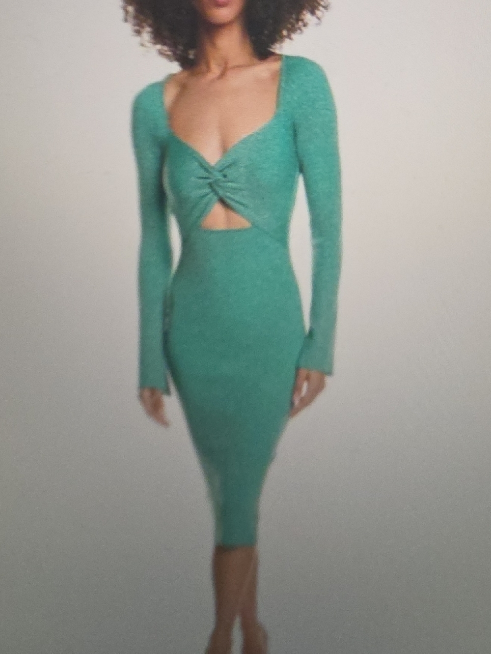 L'AGENCE Boa Twist-Front Cutout Midi Dress in Teal Size XL $425